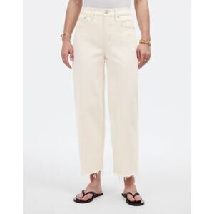 Madewell The Perfect Vintage Wide Leg Crop Jean 25 Vintage Canvas Raw Hem NO601